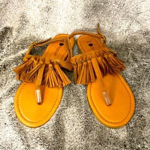 Tan Fringe Sandals